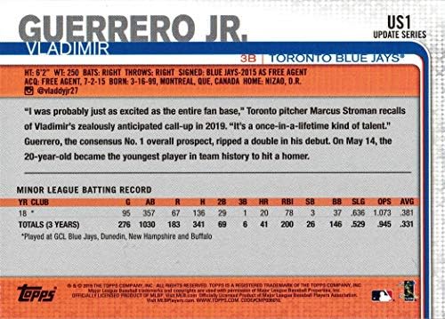 2019 Topps Update Baseball US1 Vladimir Guerrero Jr. Rookie Card