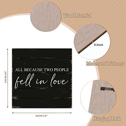 Rustikalni drveni potpis sve jer se dvije osobe zaljubile inspirativni drveni ploča s citatom drveni znak dobrodošlice zidne