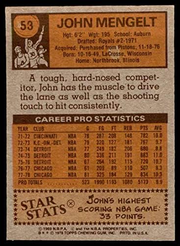 1978. Topps 53 John Mengelt Chicago Bulls Ex/MT+ Bulls Auburn