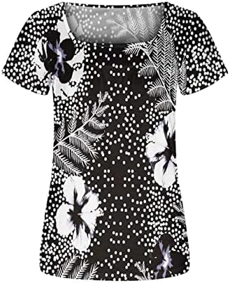 Labav fit majica za djevojčice pamuk kratki rukavi v dragi dekolte cvjetni grafički salon bluza il