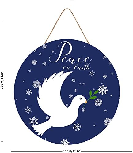 Božićni drveni znak mir na zemaljskim vratima znak božićni zid dekor plavi božićni ukrasi Smiješne zimske božićne vijence