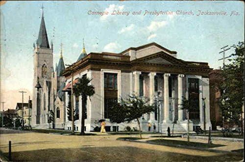 Carnegie knjižnica i prezbiterijanska crkva Jacksonville, Florida FL Originalna antička razglednica
