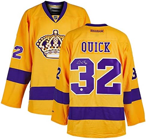 Jonathan Quick potpisao Los Angeles Kings Yellow Retro treći reebok dres - Autografirani NHL dresovi