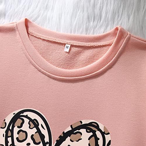 Kekemi žene Valentinovo Twimshirt Retro Heart Leopard Print Graphic Majica casual Zimski pulover dugih rukava Top
