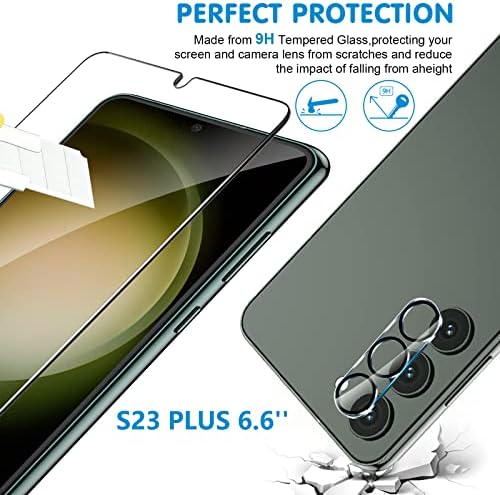 [3+3 pakiranje] Stakleni zaštitnik zaslona za Samsung Galaxy S23 plus 5G, 9h kajana staklo, kompatibilno ultrazvučni otisak