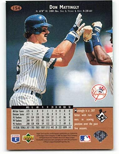 1996. Gornja paluba 154 Don Mattingly NM-MT New York Yankees bejzbol