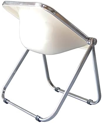 Bijela sklopiva stolica za dnevni boravak s ugrađenim sjedalom i kromiranim okvirom