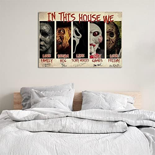 U ovoj kući horor filmski plakat volimo obitelj, snova velika, ljubav od petka, halloween dekoracija plakata umjetnički tisak
