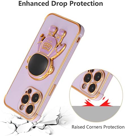 Raleavo za iPhone 14 Pro Max Case Slatka 6D slučaj astronaut s funkcijom postolja luksuzno poklopac za oblaganje tankog fit