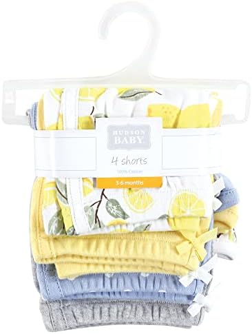 Hudson Baby Unisex Baby and Toddler Shorts Blotss 4-Pack, limun, 2 Toddler