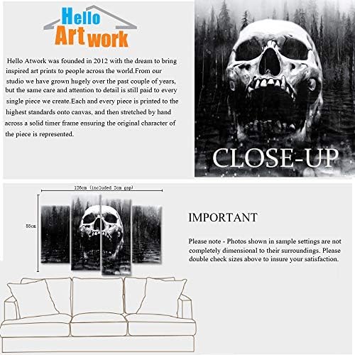 Ihappywall Halloween Day of Dead lubanje u Dark Foggy Lake Sažetak crno -bijela suvremena slika tiska na platnu 4 ploča veliki