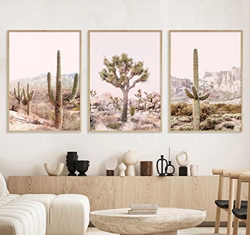 Pustinjski pejzažni platno zidna umjetnost kaktus pustinj umjetnosti Pink pustinjska zidna umjetnost boho pustinj kaktus