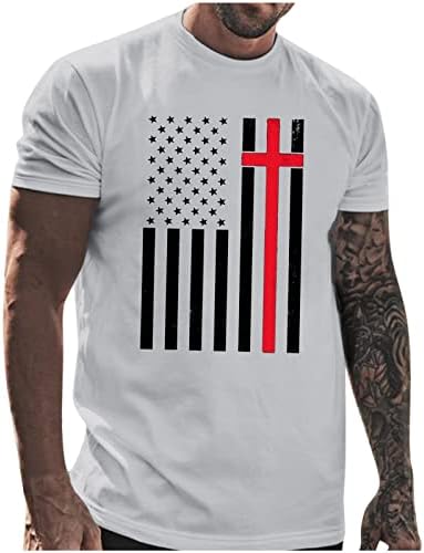 Muška vintage majica američke zastave, 4. srpnja, američka zastava grafička ležerna kratka rukava ljetna patriotska bluza