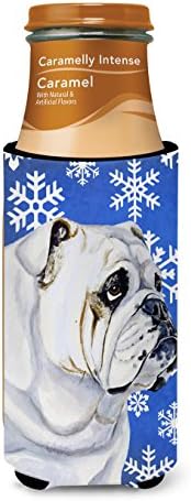 Caroline's Treasures lH9274muk Bulldog Engleski zimi snježne pahuljice Odmor Ultra Hugger za tanke limenke, može hladiti