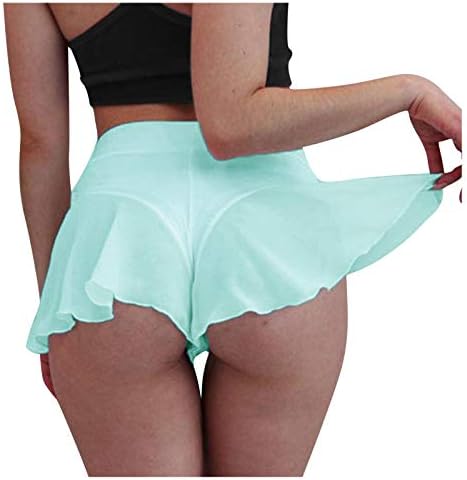 Ruffled hlače bikini mini visoko uska kratke hlače ženski plesni stup struka hlače ljetne ženke trčanja kratkih hlača rastezljivih