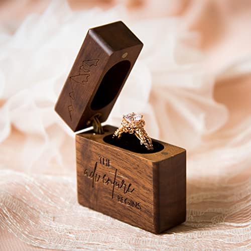 Tanka kutija za zaručničko prstenje za vjenčanje-ugravirana Drvena kutija za prstenje za svadbenu ceremoniju, kutija za prijedlog