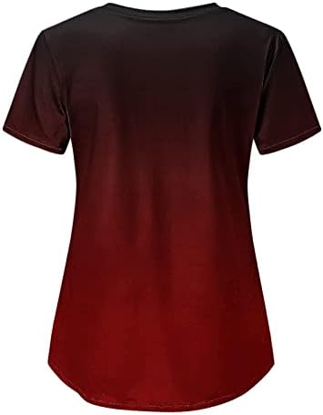 Elegantne bluze za žene s ljetnim gradijentnim printom, labave, kratkih rukava i džepova, ugodne Ležerne majice, vrhovi pilinga