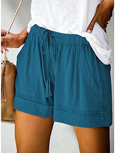 Kratke hlače za žene plus ležerna labava labava kratka hlača Elastični struk Udobno ljetna plaža trening kratke hlače u džepu