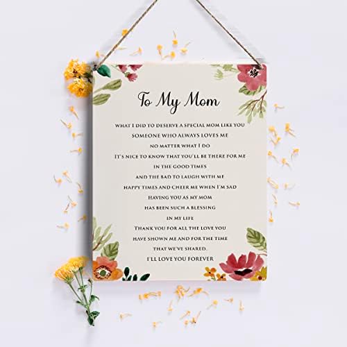 Majčinski potpisni pokloni, rustikalni cvjetni za mamu drvene znakove za majčin dan rođendan mama mama drvena ploča viseći