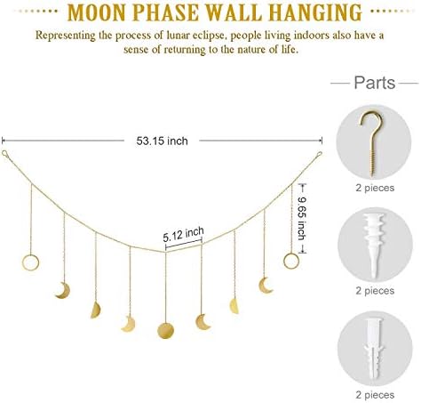 MKONO Mjesečev faza zid viseće i 2 pcs macrame zid viseći boho zid viseći dekor za spavaće sobe uzglavlje dnevni boravak