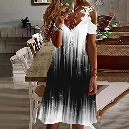 Ženska Midi haljina s ramena, čipkaste naramenice, kratki rukav, Cvjetni print, boho haljine ljeto 2023., modni dugi sarafan