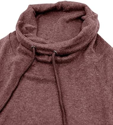 PretToday ženski kaputa za vrat dugih rukava dukserice ležerne labave puloverske vrhove s džepovima s džepovima