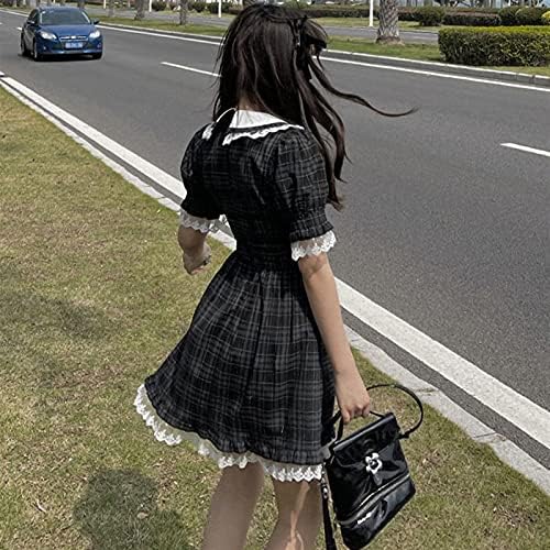 Mfacl slatka lolita haljina suknja ljetne haljine japanska mekana djevojka slatka ovratnik za lutke luk vitki struk s kariranom