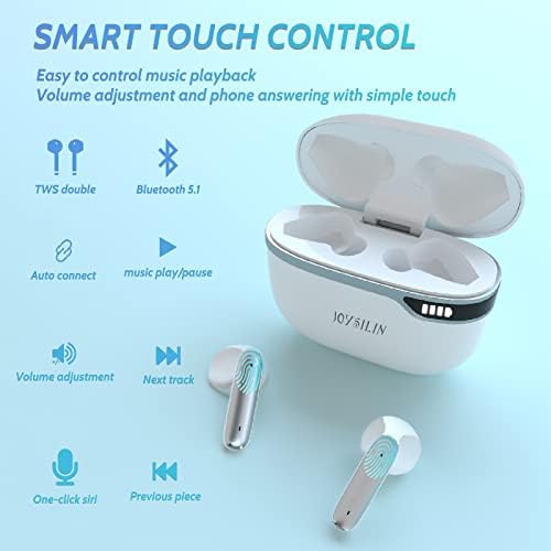 JoySilin - Pravi bežični uši - uši Bluetooth slušalice - ugrađeni mikrofon i futrola za bežično punjenje - 36 -satna petlja