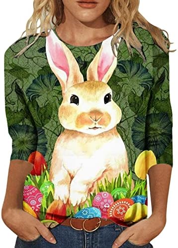 Uskrsne košulje za žene Ljeto 3/4 rukave majice casual vrhovi modni labavi cvjetni tiskani tunični vrhovi vrhovi