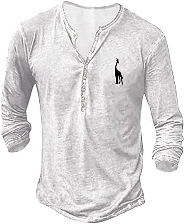 XXBR MENS Ljetni modni retro stari osnovni gumb Placket Mali print majica s dugim rukavima majica Raglan rukavac