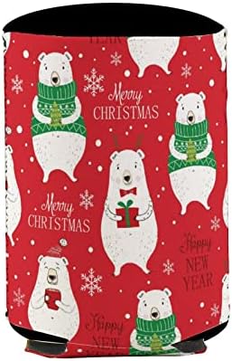 Mogu hladnije rukave omotnice za limenke i boce izolatori božićni slatki medvjedi na crvenom printu PVC elastična za višekratnu