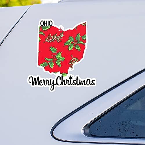 Božićne naljepnice Ohio naljepnice za domaću državu Merrry Božić Ohio Karta Car Decilat Božićni ukras prozor naljepnica Vinyl