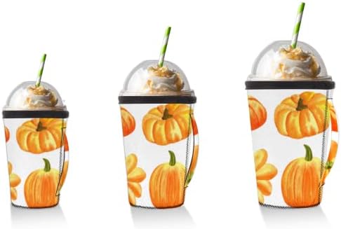 Pumpkins jesenski listovi ledeni rukav za višekratnu upotrebu s ručicom neoprene čahura za sodu, latte, čaj, pića, pivo