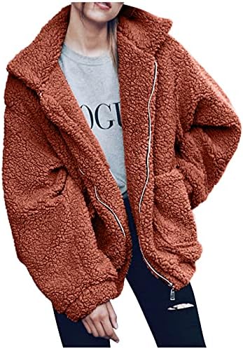 Žene labave odjeće za runo zgušnjavaju jaknu dugih rukava Čvrsta boja kaput s patentnim zatvaračem Vanjski kaput zimski kaput