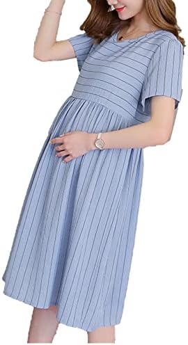 Ženska ljetna mahuna kratka rukava kratka rukava casual kravata za majčinstvo za majčinstvo ruffle protok ljuljana midi haljina