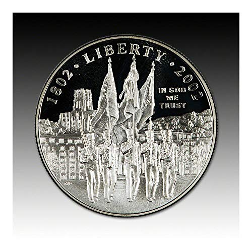 2002. W West Point Vojna akademija 200. godišnjica Komemorativni dokaz srebrni dolar - DCAM - Gem Cameo - US MINT
