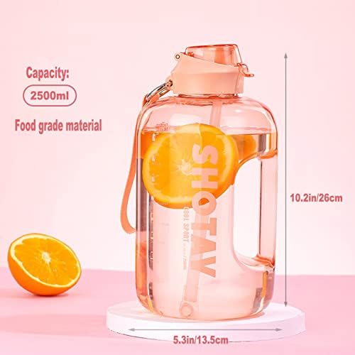 Gloserin boca s vodom s vremenima za piće i slama, velika 85 oz besplatna motivacijska boca s motivacijom vode, boca za teretanu