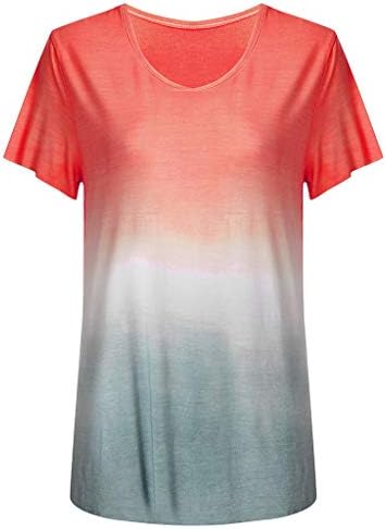 Ženske casual gradijentne boje kratki rukavi osnovna majica tunika bluza casual vrhovi