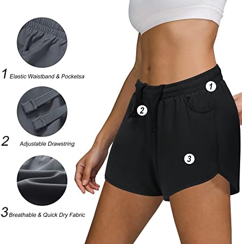 Balennz Quick Dry Athletic Shorts za žene spakiraju elastični struk, žensko vježba