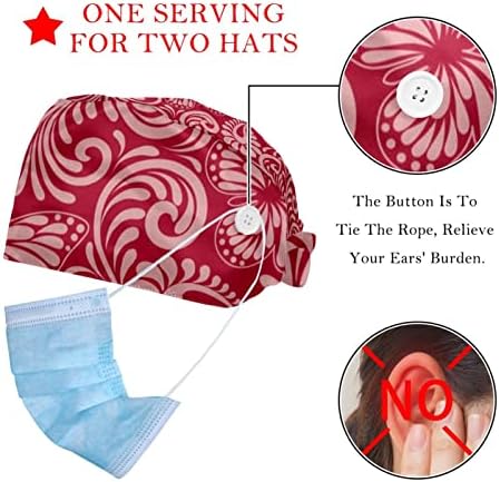 2 komada koji rade šešir s gumbima podesivi elastični buffant kapica s kapicom rep za žene ružičaste ruže