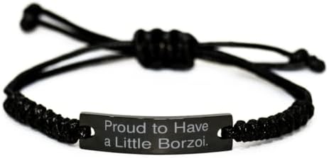 Inspirativni pokloni za pse od Borzoija, ponosan što imate malo Borzoija, praznična narukvica od crnog konopa za psa Borzoi,