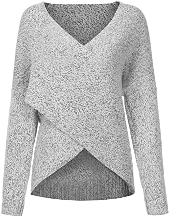 Ženski džemper pulover križ s V-izrezom dugi rukav labav ležerni topli trenirka