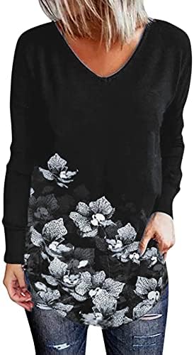 Ženske majice s okruglim vratom s printom dugih rukava Casual labavi pulover majice s kapuljačom ženske aktivne majice dugih
