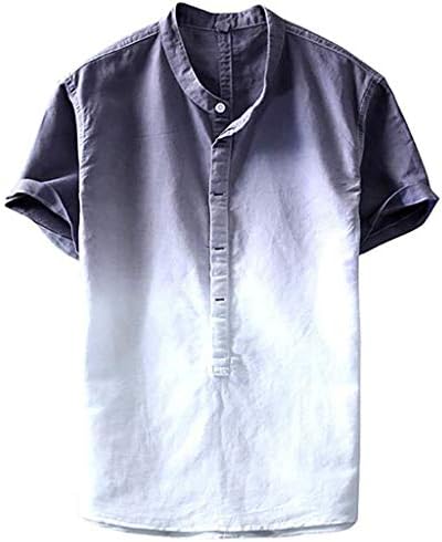 Fonma ljetni muški hladni i tanak prozračni ovratnik visi obojeni gradijentni pamučni košulja