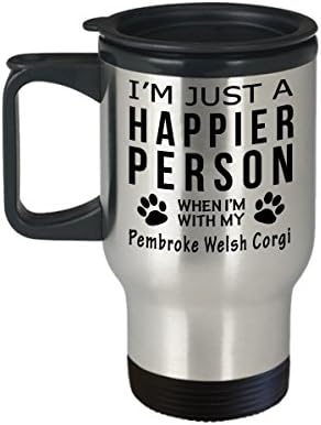 Ljubitelj pasa Putnička kava šalica - sretnija osoba s Pembroke Welsh Corgi -Pet vlasnikom za spašavanje darovi