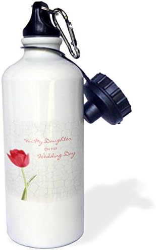 3Drose za moju kćer na njenom vjenčanom danu crvenog tulipana Sportska boca vode, 21 oz, bijela