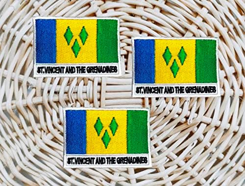 Set zastava Svetog Vincenta i Grenadina. Zakrpe zastave ušivene glačalom na zakrpu vezena značka vojna vojska Nacionalna