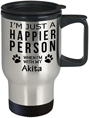 Ljubitelj pasa putnička kava šalica - sretnija osoba s Akitom -Pet vlasnikom za spašavanje poklona