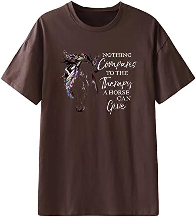Konjska majica za žene Ljetni kratki rukav Top Top Smiješno pismo tiskane majice majice casual pullover Prevelike košulje