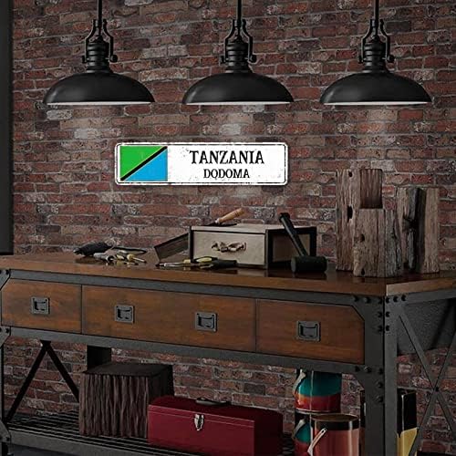 Tanzanija zastave Ulični znak Personalizirao je vaš gradski shabby metalni znakovi Tanzania rodni grad za seoske kuće Trijem